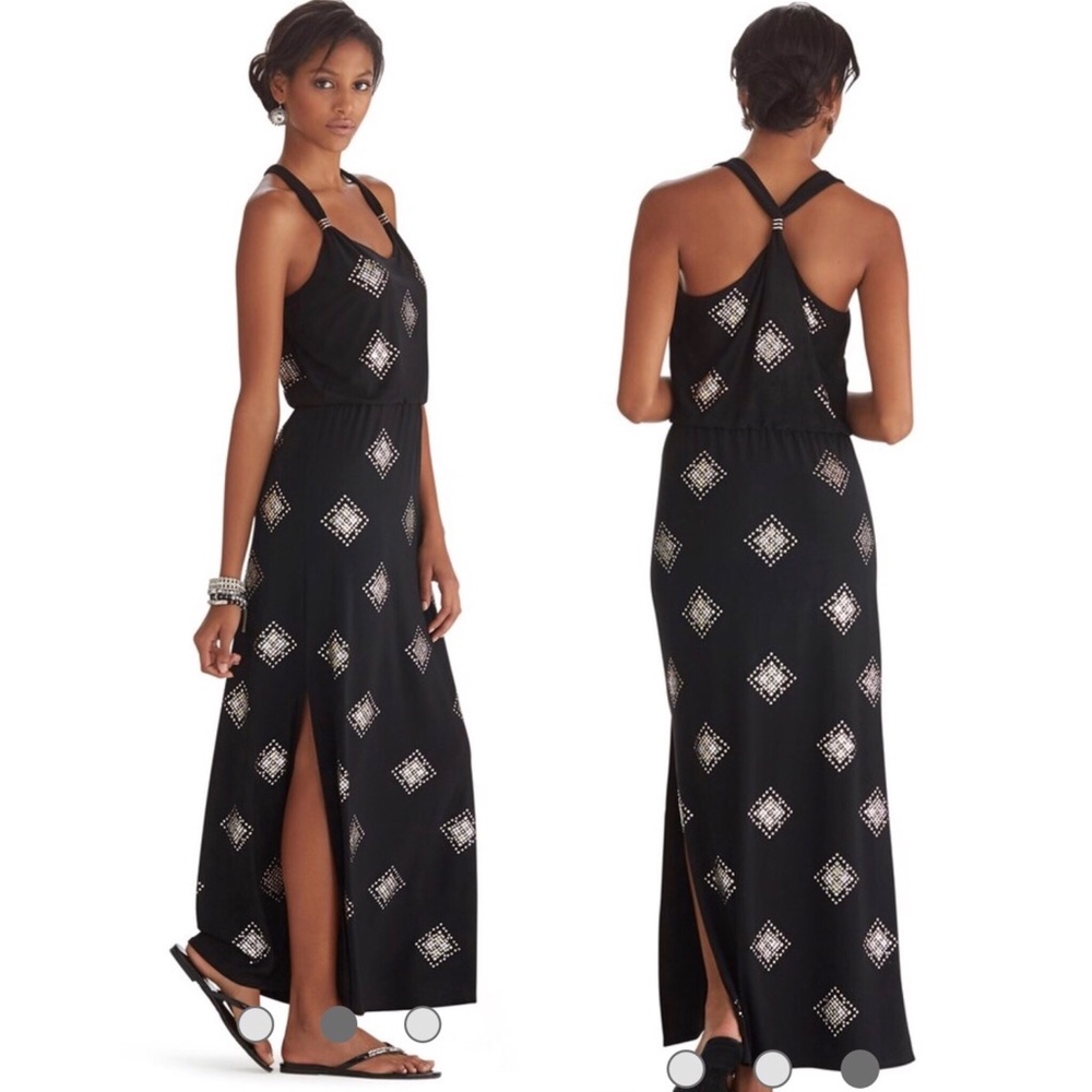 🌷⬇️⬇️WHBM Sleeveless Studded Blouson Maxi Dress